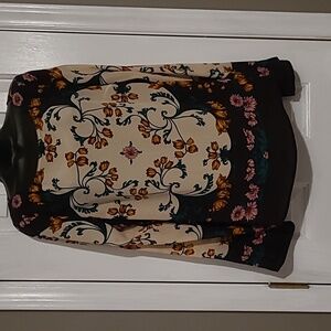 Mauve Anthropologie 100% Silk Multi color design prints top/Blause